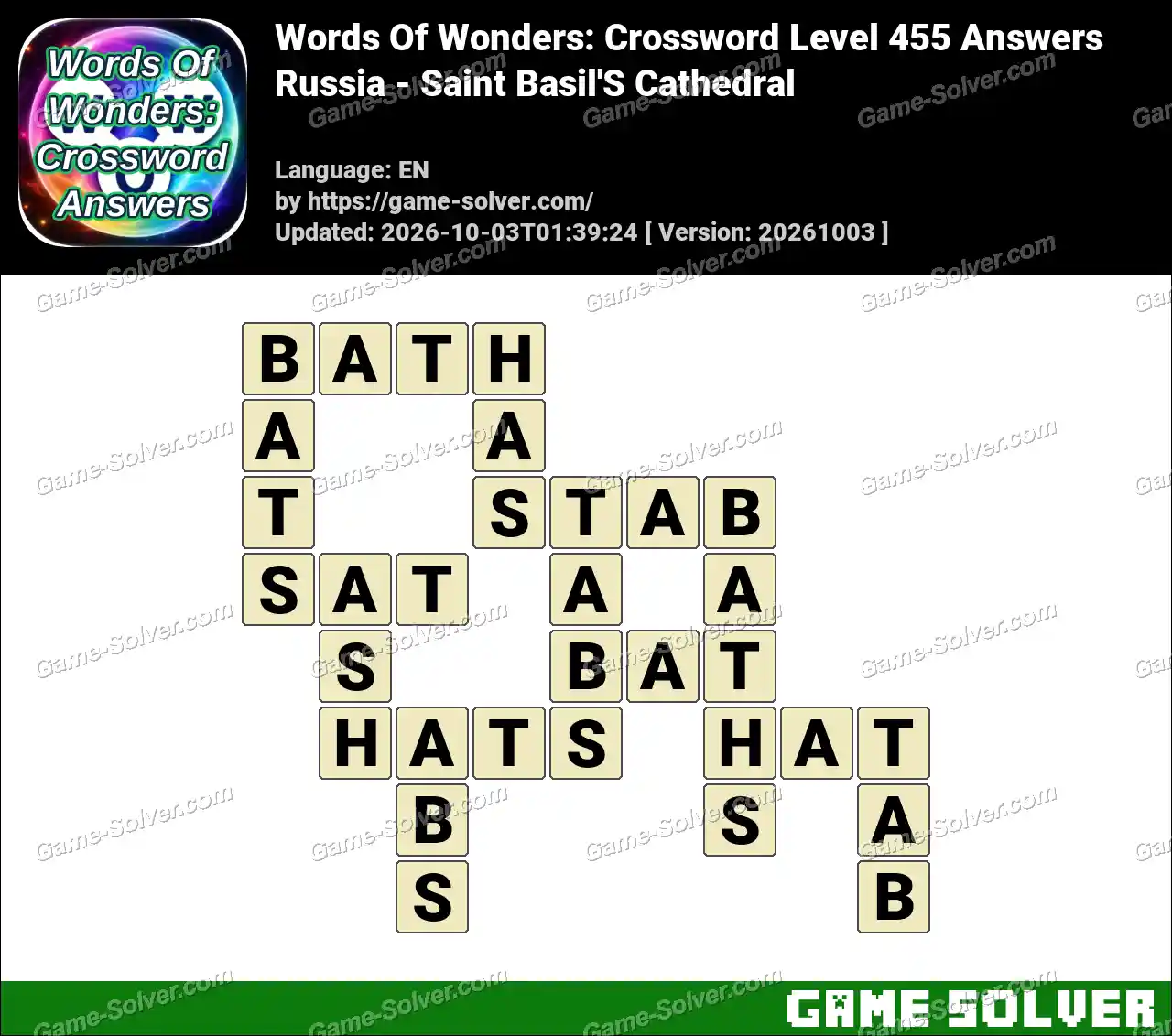 Words Of Wonders: Crossword Level 455 Answers – Russia – Saint Basil’S Cathedral